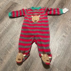 Carters just one you fleece reindeer footed pajamas 3 months